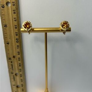 Clip on Elegant Gold and Yellow Stud Earrings